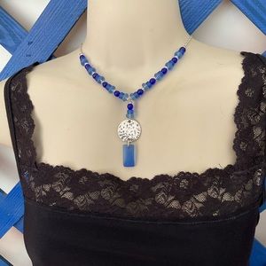 Price Drop..Blue SEA GLASS Necklace. UNC Sky Blue Necklace. One of a Kind.